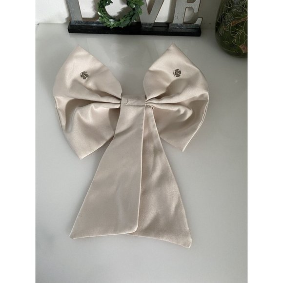 Vintage Large Satin Ivory Bow For Belt Formal Dress Hat Wedding or Belt 9"x10" - Picture 5 of 16